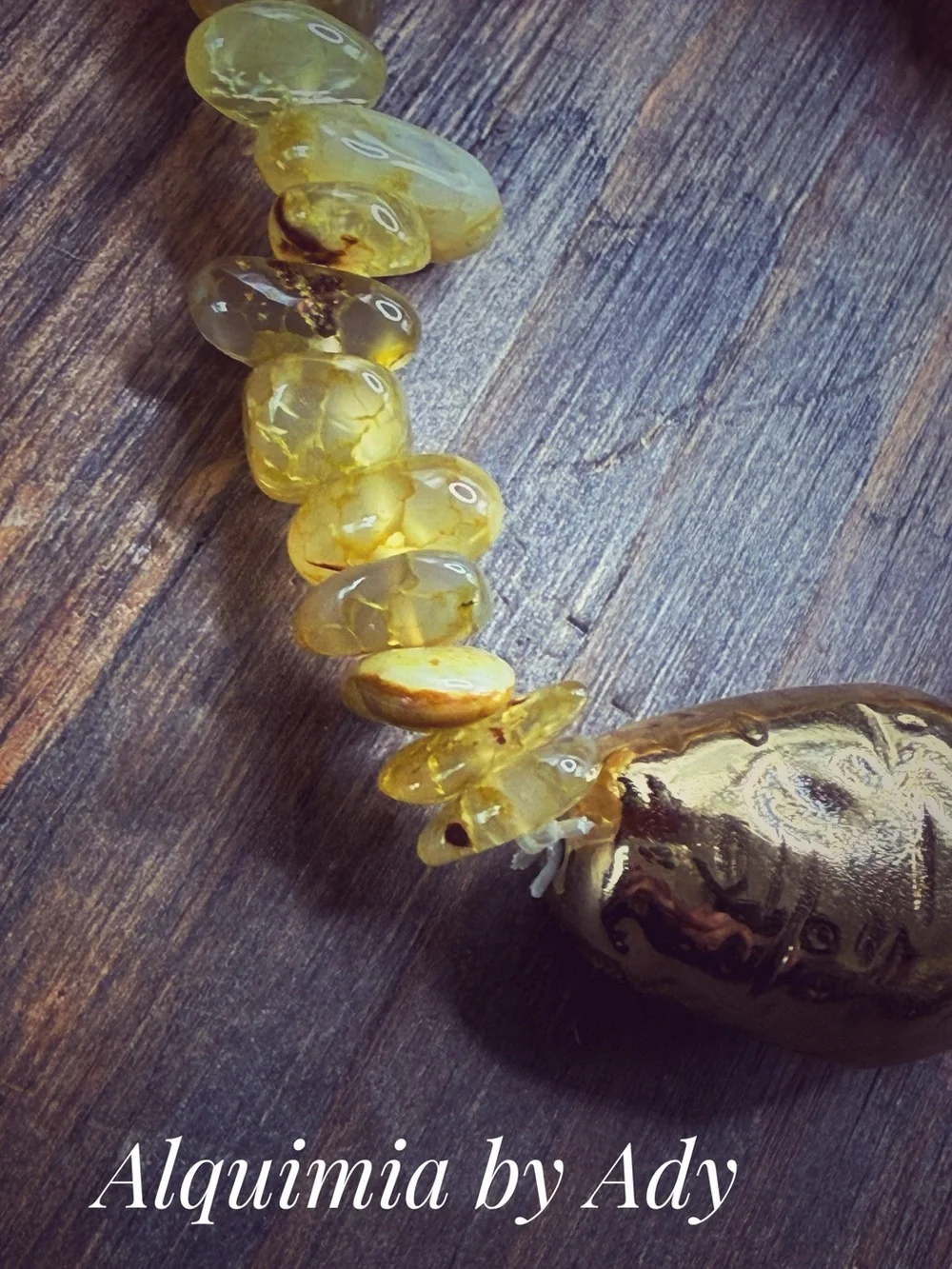 Oversized XL Citrine and Gold SHELL Bracelet